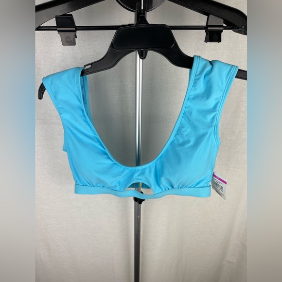VYB BLUE SOLID CAP SLEEVE SWIM BRALETTE Size Medium NWT - Picture 3 of 13